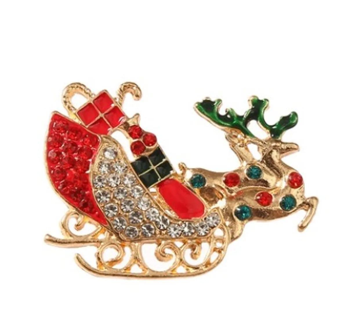 Cute Christmas Hat Christmas Tree Santa Claus Rhinestone Enamel Inlay Rhinestones Pearl Women'S Brooches