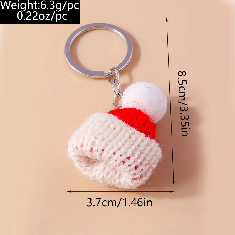 Cute Christmas Hat Knit Zinc Alloy Christmas Bag Pendant Keychain