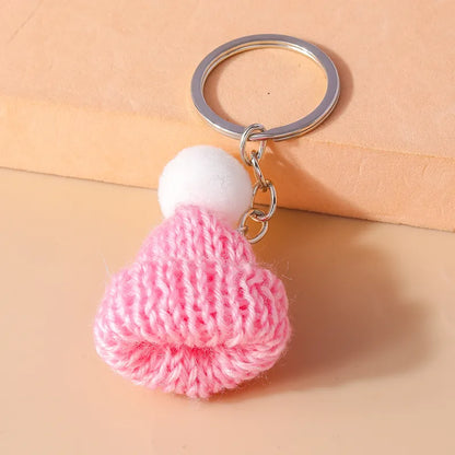 Cute Christmas Hat Knit Zinc Alloy Christmas Bag Pendant Keychain