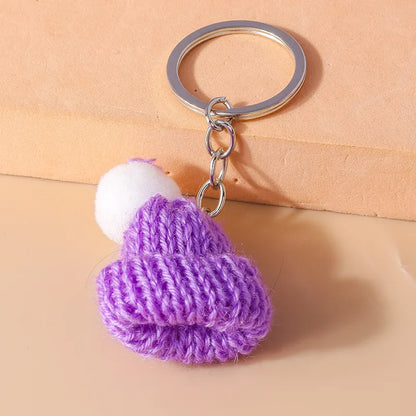 Cute Christmas Hat Knit Zinc Alloy Christmas Bag Pendant Keychain