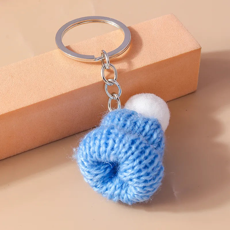 Cute Christmas Hat Knit Zinc Alloy Christmas Bag Pendant Keychain