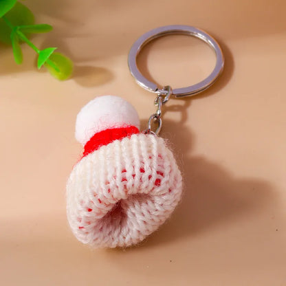 Cute Christmas Hat Knit Zinc Alloy Christmas Bag Pendant Keychain