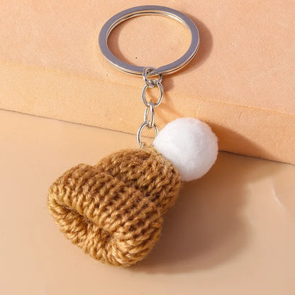 Cute Christmas Hat Knit Zinc Alloy Christmas Bag Pendant Keychain