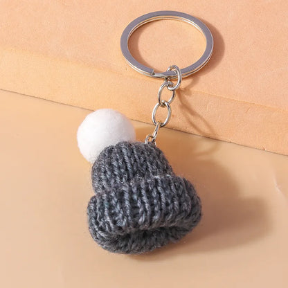 Cute Christmas Hat Knit Zinc Alloy Christmas Bag Pendant Keychain