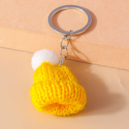 Cute Christmas Hat Knit Zinc Alloy Christmas Bag Pendant Keychain