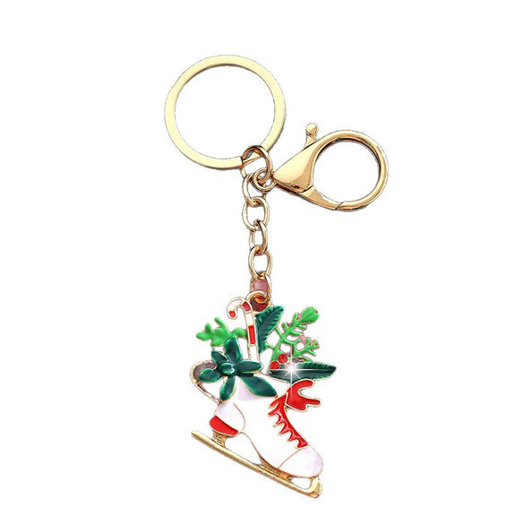 Cute Christmas Shoe And Sleigh Zinc Alloy Keychain Pendant Holiday Gift Ornament Decoration
