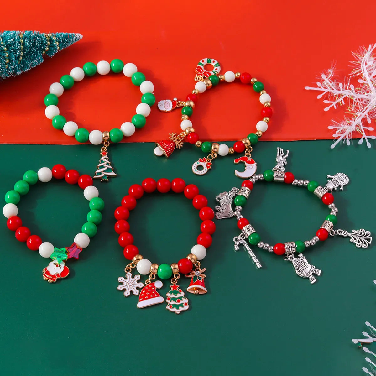 Cute Christmas Streetwear Christmas Hat Christmas Tree Alloy Wholesale Bracelets