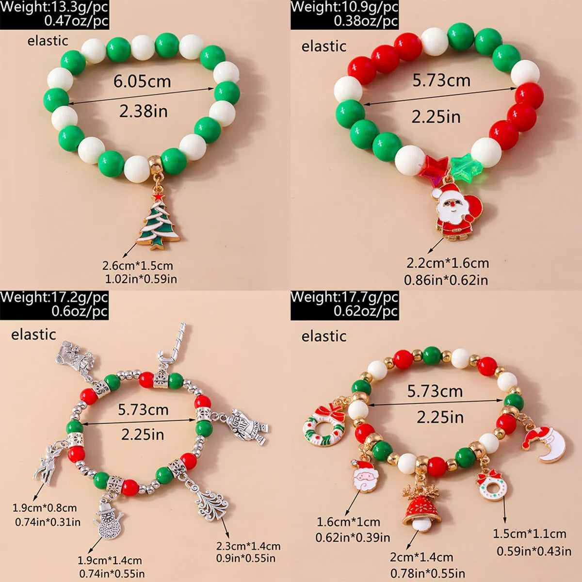 Cute Christmas Streetwear Christmas Hat Christmas Tree Alloy Wholesale Bracelets