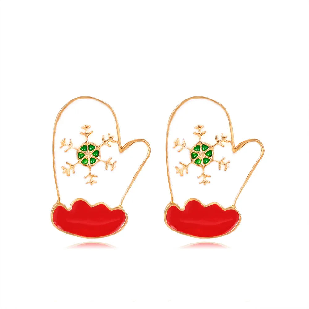 Cute Christmas Tree Apple Snowman Alloy Plating Rhinestones Women'S Ear Studs 1 Pair