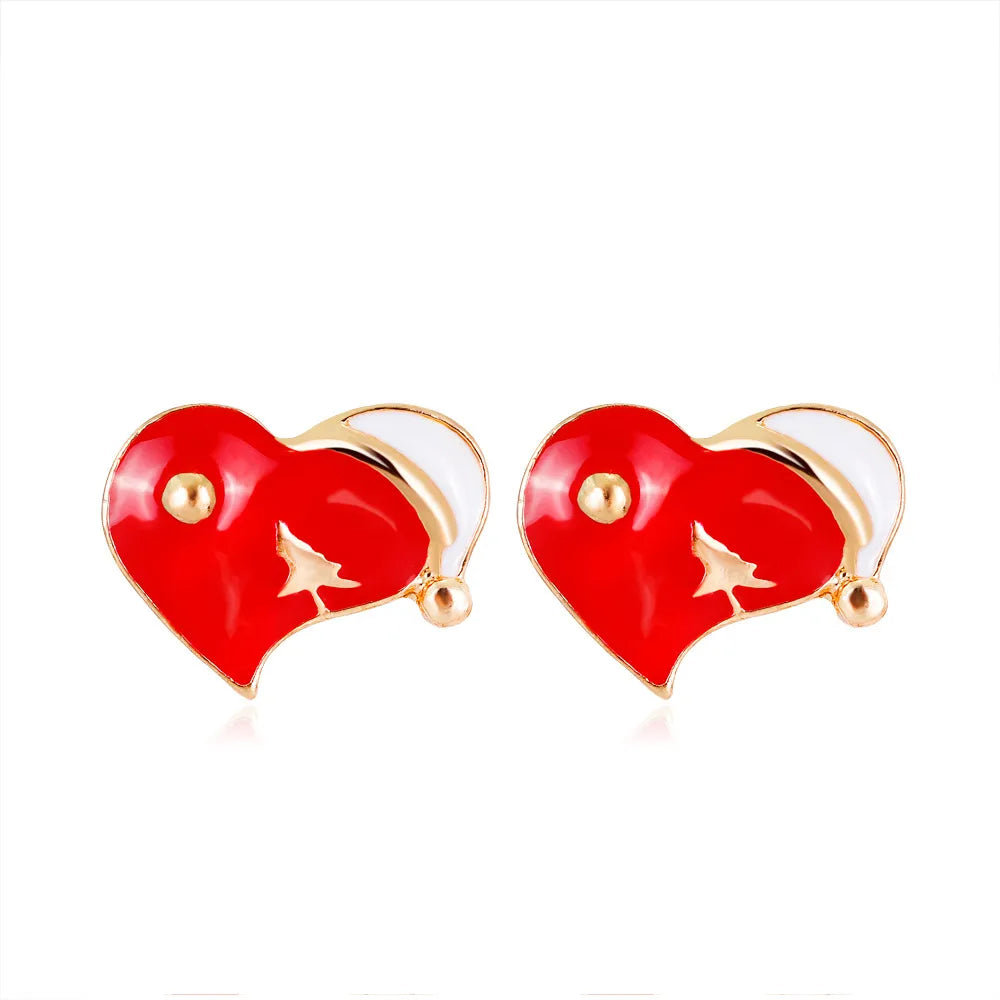 Cute Christmas Tree Apple Snowman Alloy Plating Rhinestones Women'S Ear Studs 1 Pair