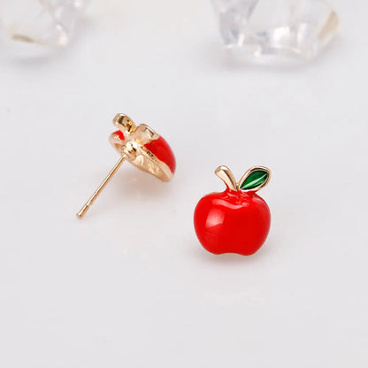 Cute Christmas Tree Apple Snowman Alloy Plating Rhinestones Women'S Ear Studs 1 Pair