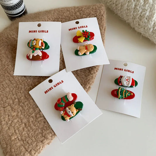 Cute Christmas Tree Santa Claus Christmas Socks Plastic Hair Clip