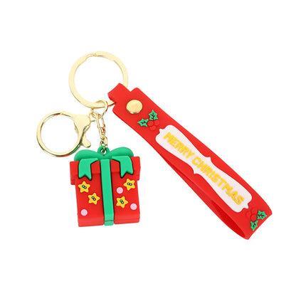 Cute Christmas Tree Santa Claus Elk Pvc Metal Christmas Women'S Bag Pendant Keychain