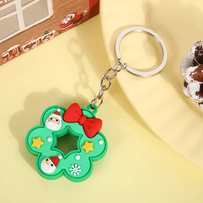 Cute Christmas Tree Santa Claus Elk Pvc Metal Christmas Women'S Bag Pendant Keychain