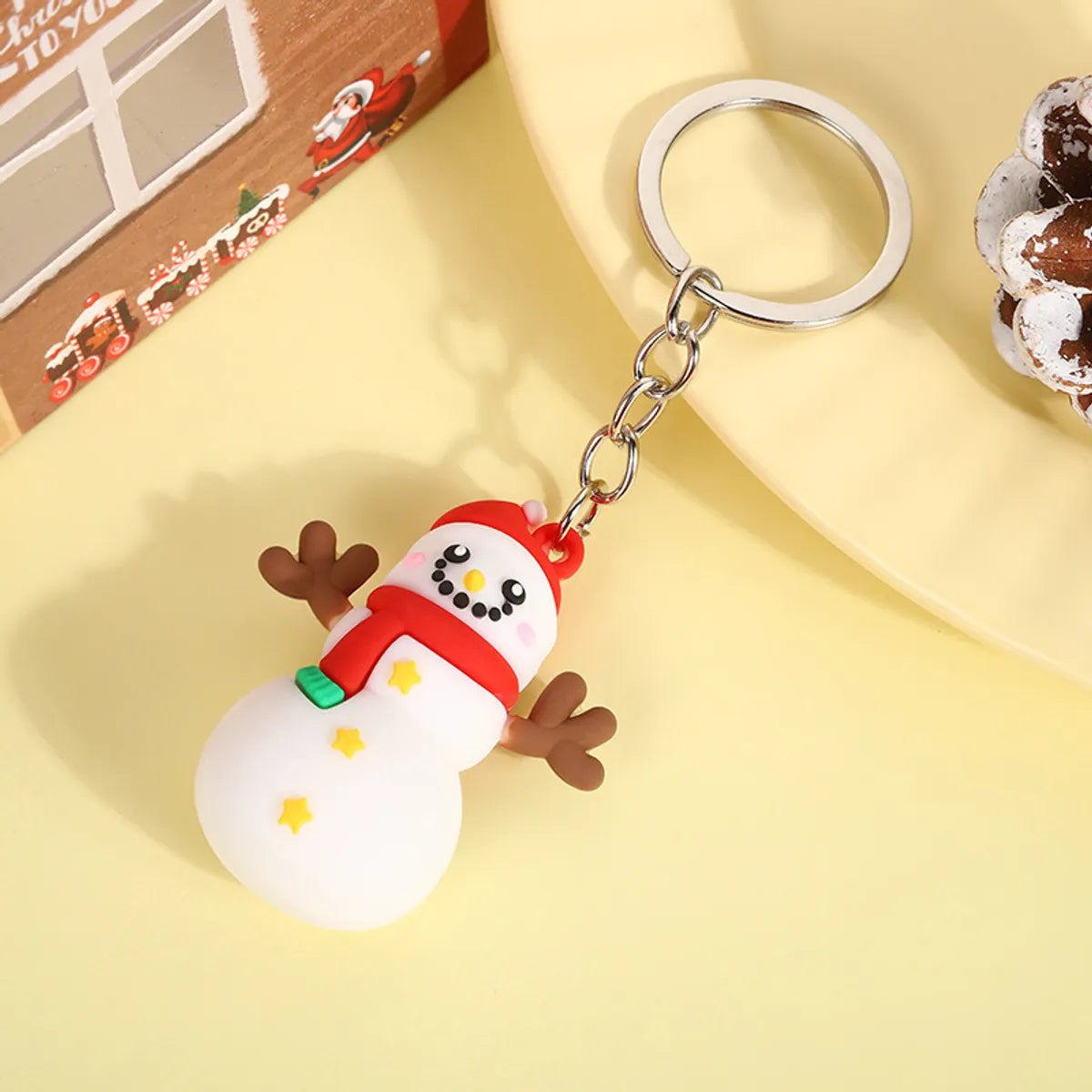 Cute Christmas Tree Santa Claus Elk Pvc Metal Christmas Women'S Bag Pendant Keychain