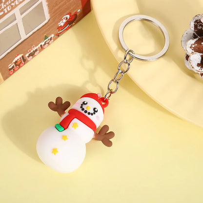 Cute Christmas Tree Santa Claus Elk Pvc Metal Christmas Women'S Bag Pendant Keychain