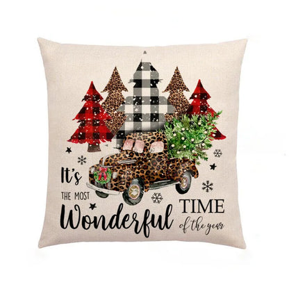 Cute Christmas Tree Santa Claus Letter Linen Pillow Cases