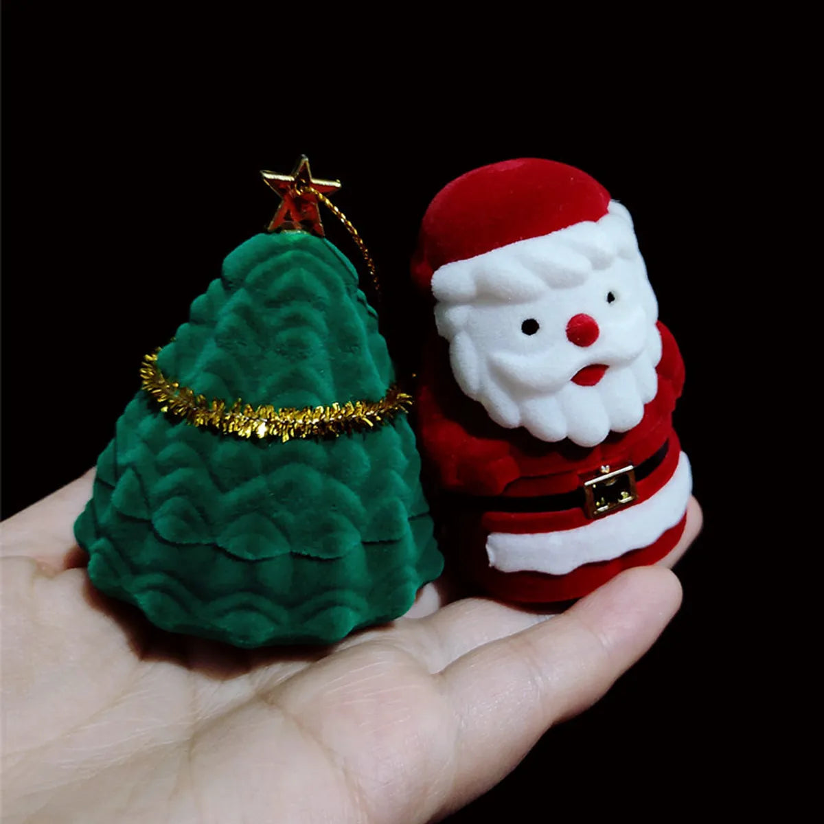 Cute Christmas Tree Santa Claus Snowman Cloth Jewelry Boxes 1 Piece