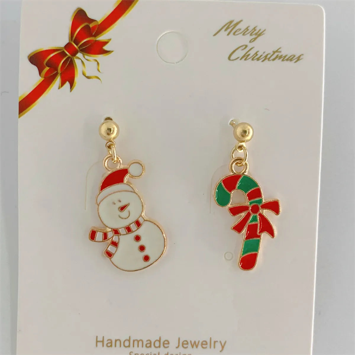 Cute Christmas Tree Snowman Alloy Inlay Artificial Gemstones Artificial Pearls Women'S Drop Earrings 1 Pair