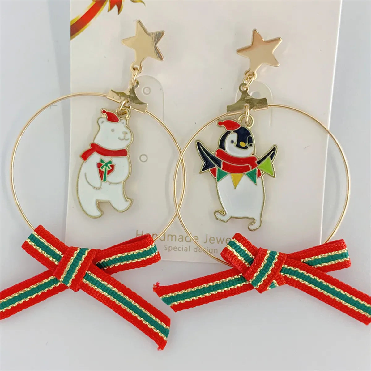 Cute Christmas Tree Snowman Alloy Inlay Artificial Gemstones Artificial Pearls Women'S Drop Earrings 1 Pair