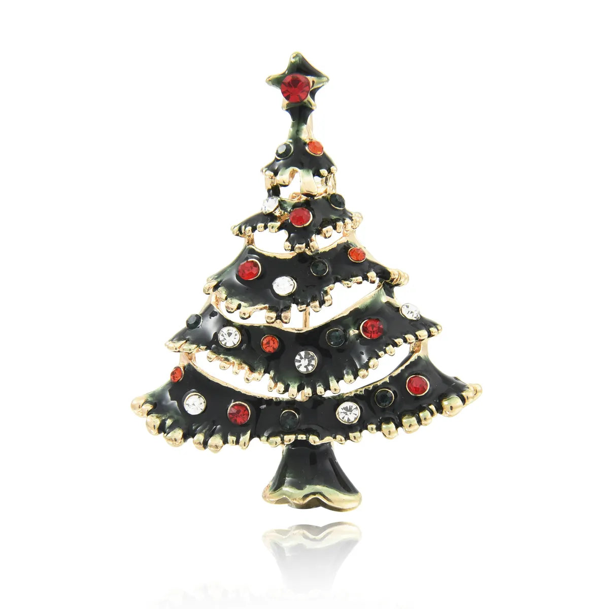 Cute Christmas Tree Snowman Alloy Rhinestone Enamel Women'S Brooches