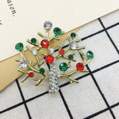 Cute Christmas Tree Snowman Elk Imitation Pearl Alloy Rhinestone Unisex Brooches