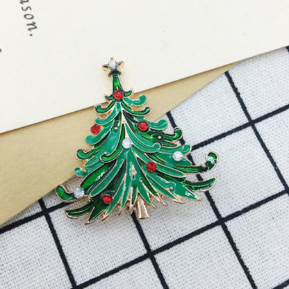 Cute Christmas Tree Snowman Elk Imitation Pearl Alloy Rhinestone Unisex Brooches