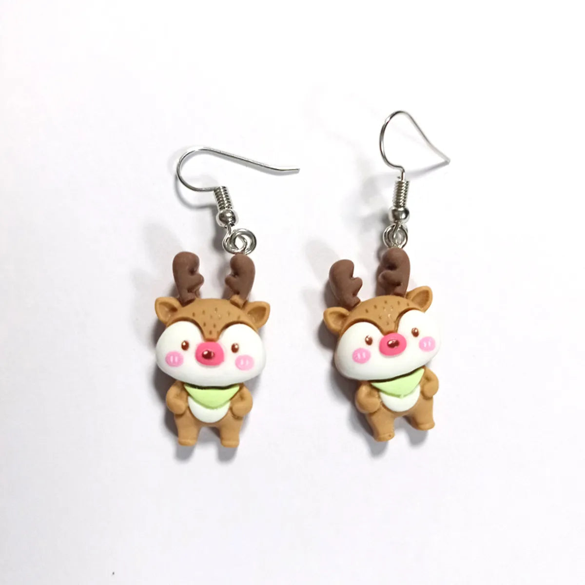 Cute Christmas Tree Snowman Elk Resin Three-Dimensional Christmas Women'S Ear Hook 1 Pair