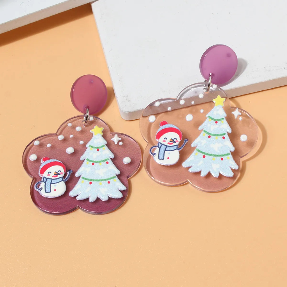 Cute Christmas Tree Snowman Plastic Women's Drop Earrings 1 Pair