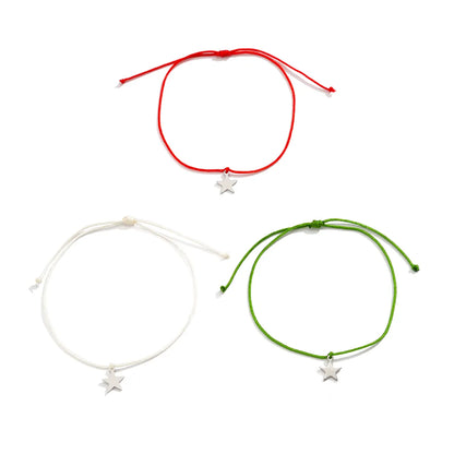 Cute Christmas Tree Snowman Snowflake Imitation Pearl Alloy Wax Line Enamel Braid Christmas Women's Bracelets