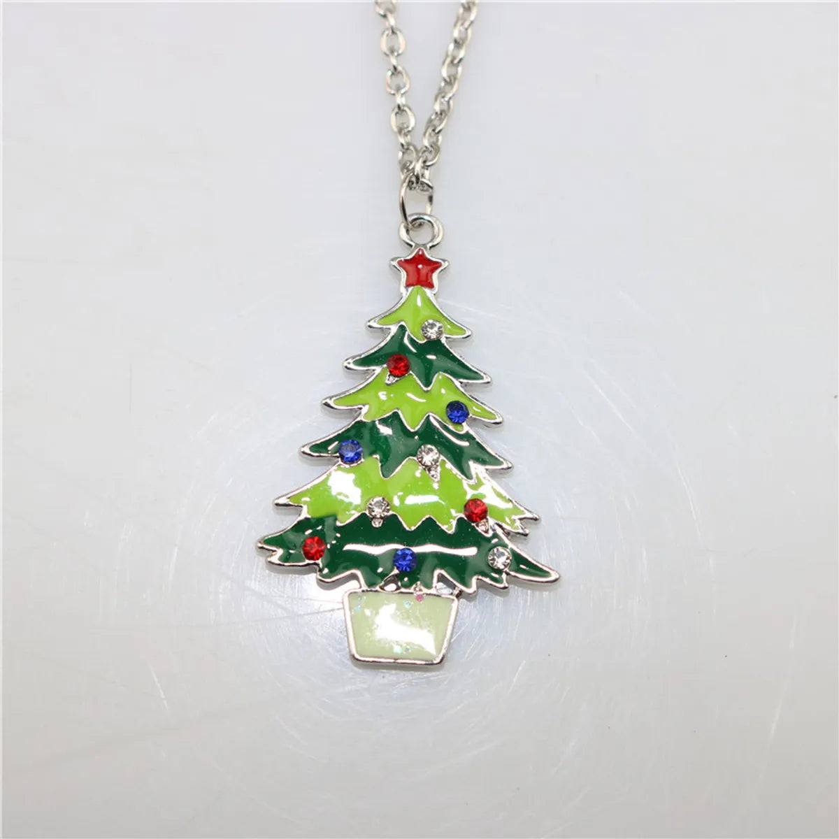 Cute Christmas Tree Sock Snowman Alloy Christmas Women's Pendant Necklace