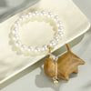 Cute Classic Style Animal Cat Bell Gold Plated Imitation Pearl Wood Porcelain Wholesale Bracelets