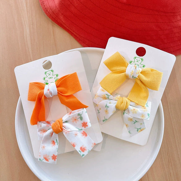 Cute Cloth Bow Hair Clip For Girls Baby Bangs Side Hairpin Soft Bow Headdress Accessory
