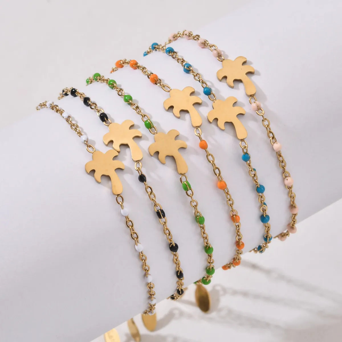 Cute Coconut Tree Stainless Steel Plating Bracelets