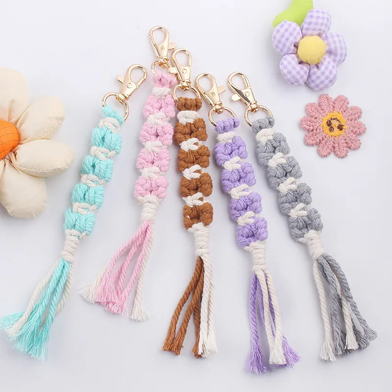 Cute Color Block Cotton Women'S Keychain