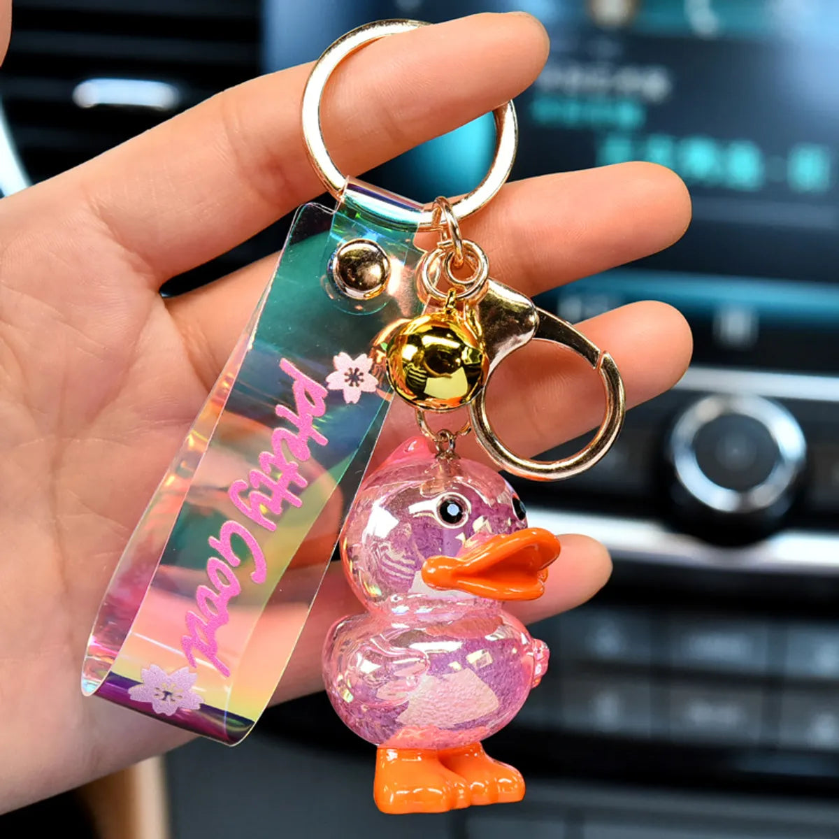 Cute Color Block Duck Pu Women'S Keychain