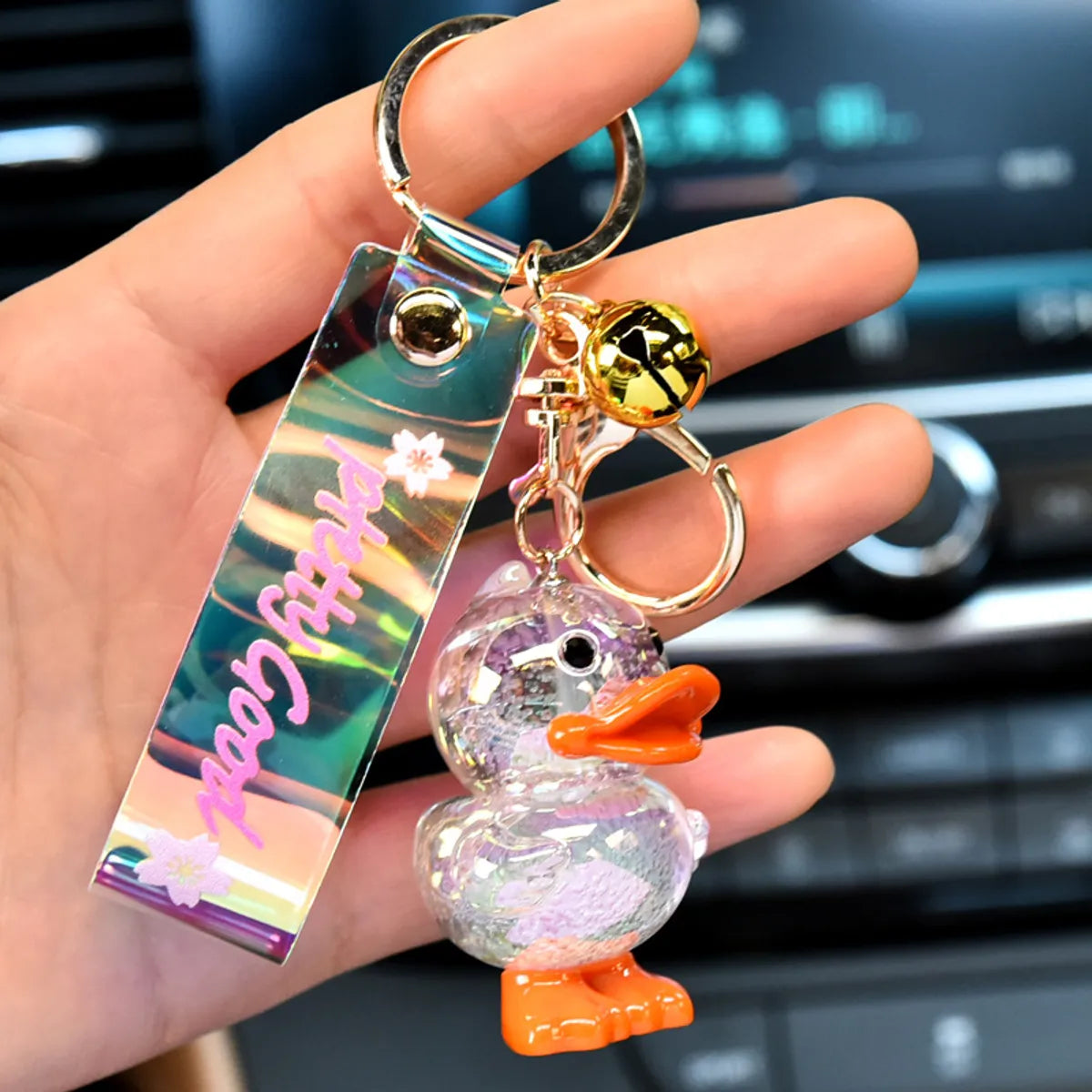 Cute Color Block Duck Pu Women'S Keychain