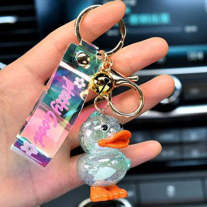 Cute Color Block Duck Pu Women'S Keychain