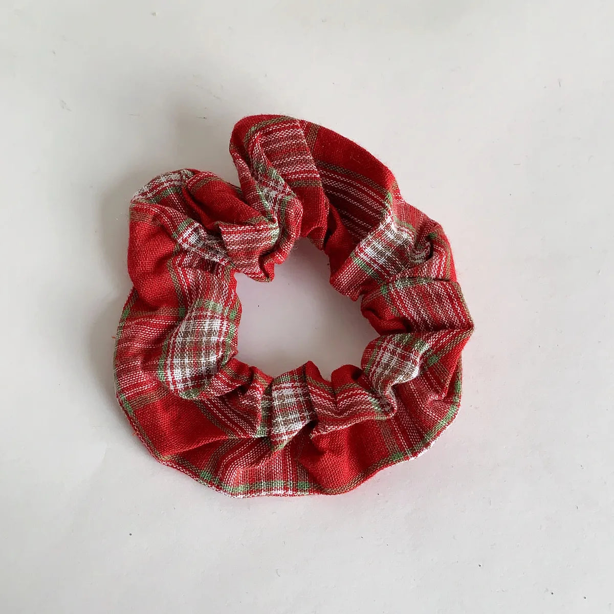 Cute Color Block Plaid Cloth Hair Tie