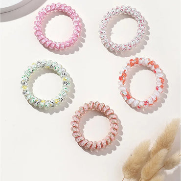 Women'S Cute Color Block Polka Dots Flower Plastic Hair Tie