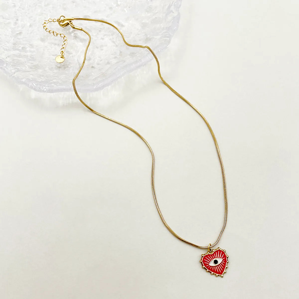 Cute Commute Heart Shape Eye Stainless Steel Enamel Plating Gold Plated Pendant Necklace