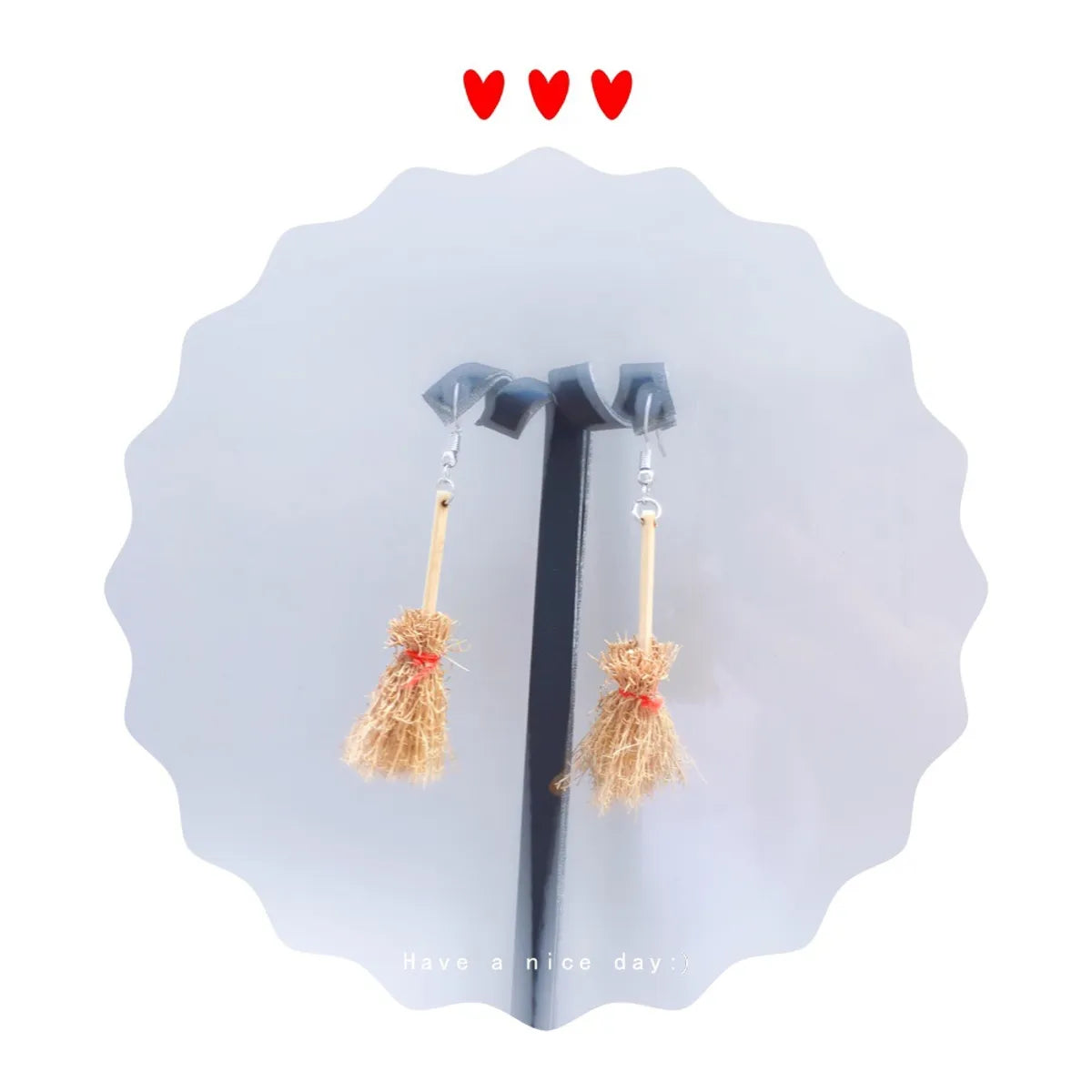 Cute Contrast Color Witch Flying Witch'S Broom Earrings Wholesale