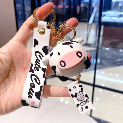 Cute Cows Silica Gel Women'S Bag Pendant Keychain