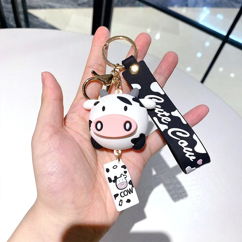 Cute Cows Silica Gel Women'S Bag Pendant Keychain