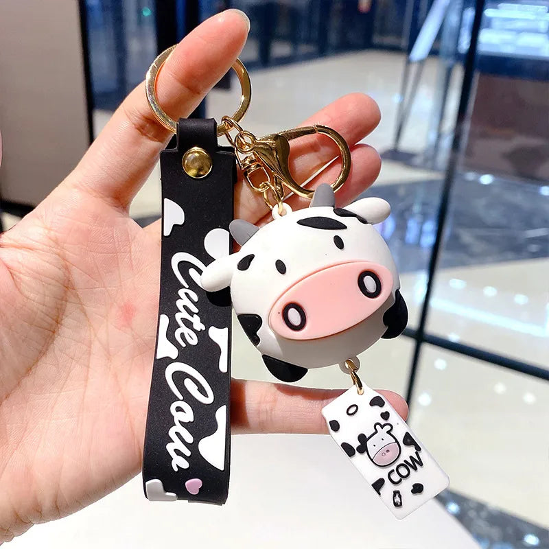 Cute Cows Silica Gel Women'S Bag Pendant Keychain