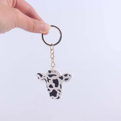 Cute Cows Wood Unisex Keychain