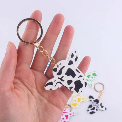 Cute Cows Wood Unisex Keychain