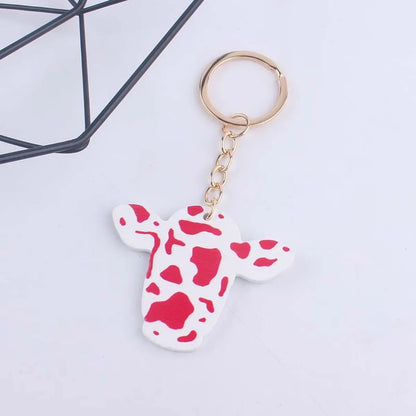 Cute Cows Wood Unisex Keychain