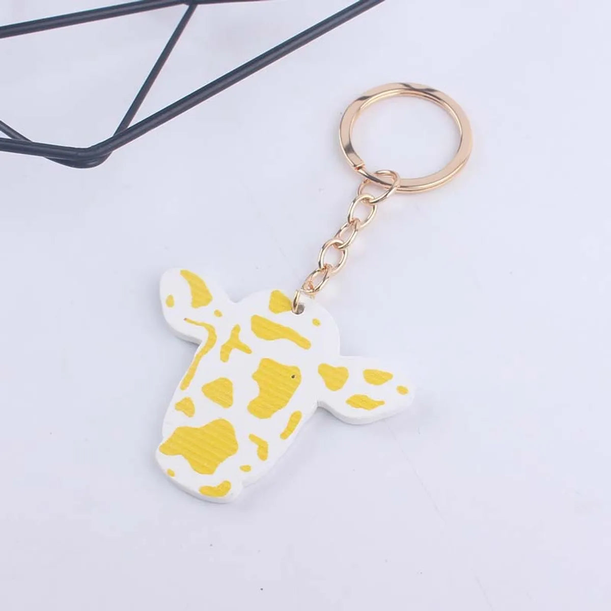 Cute Cows Wood Unisex Keychain