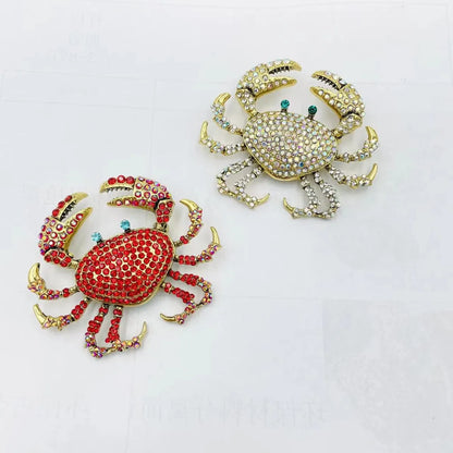 Cute Crab Alloy Artificial Crystal Unisex Brooches